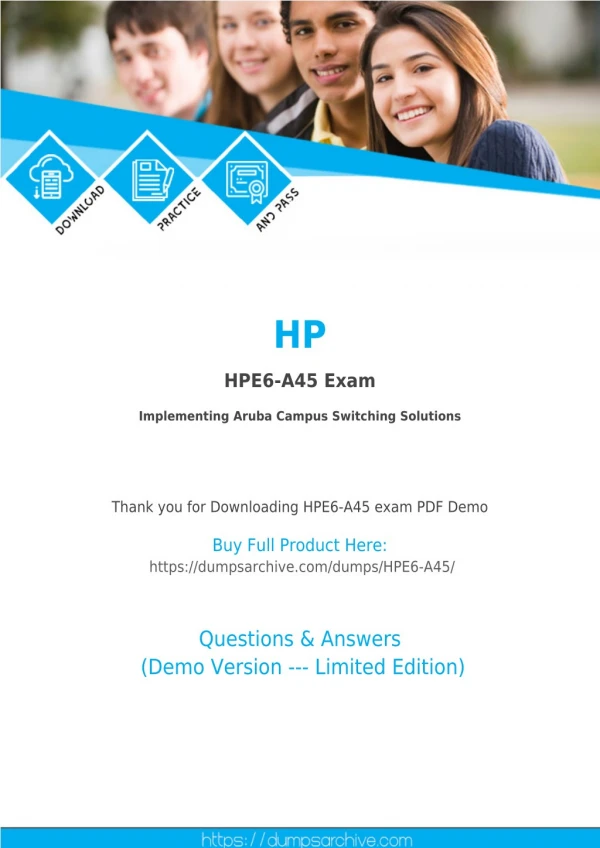 Aruba Certified Switching Professional V1 HPE6-A45 PDF - HP HPE6-A45 PDF Questions - DumpsArchive
