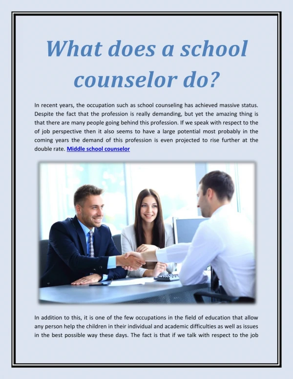What Does a School Counselor Do?