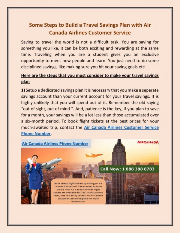 Book Flight with Low Fare | Call Now 1 888 388 8783 Air Canada Airlines Number