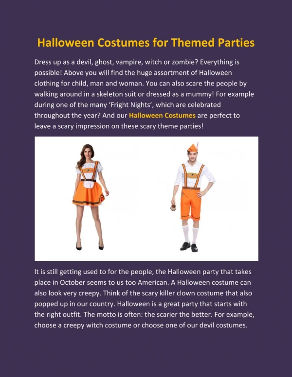 Halloween Costumes for Themed Parties