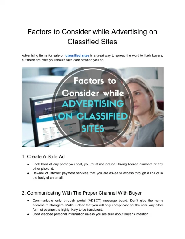Factors to Consider while Advertising on Classified Sites