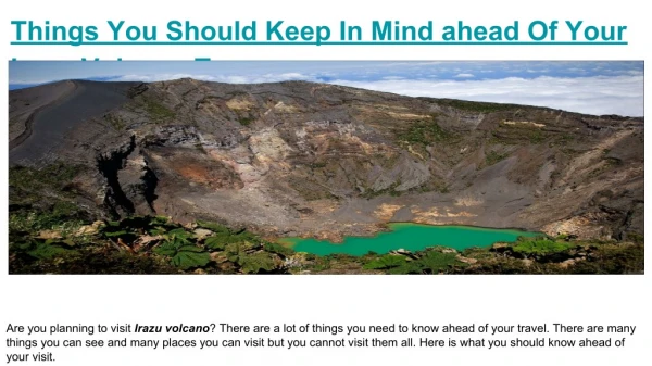 Things You Should Keep In Mind ahead Of Your Irazu Volcano Tour