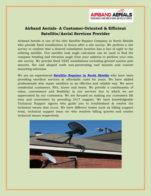 Airband Aerials- A Customer-Oriented & Efficient Satellite/Aerial Services Provider