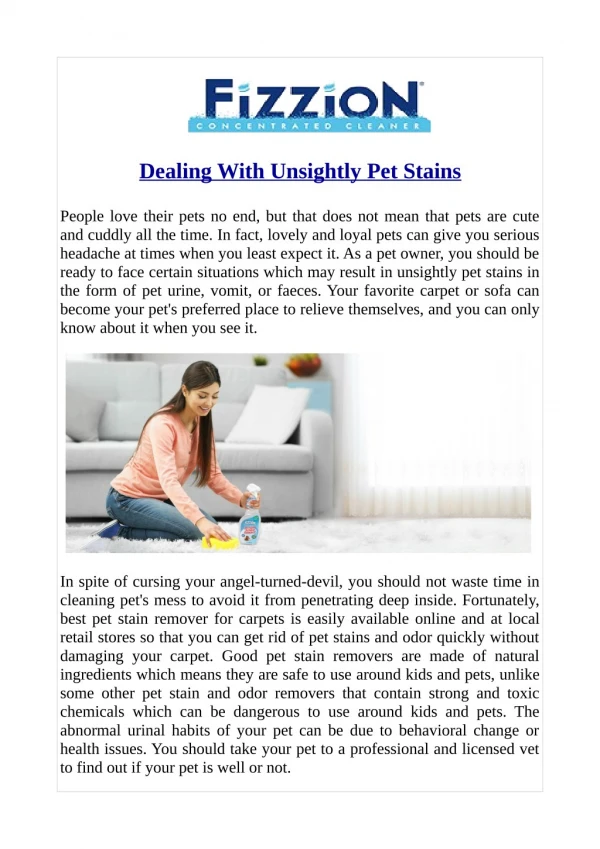 Dealing With Unsightly Pet Stains