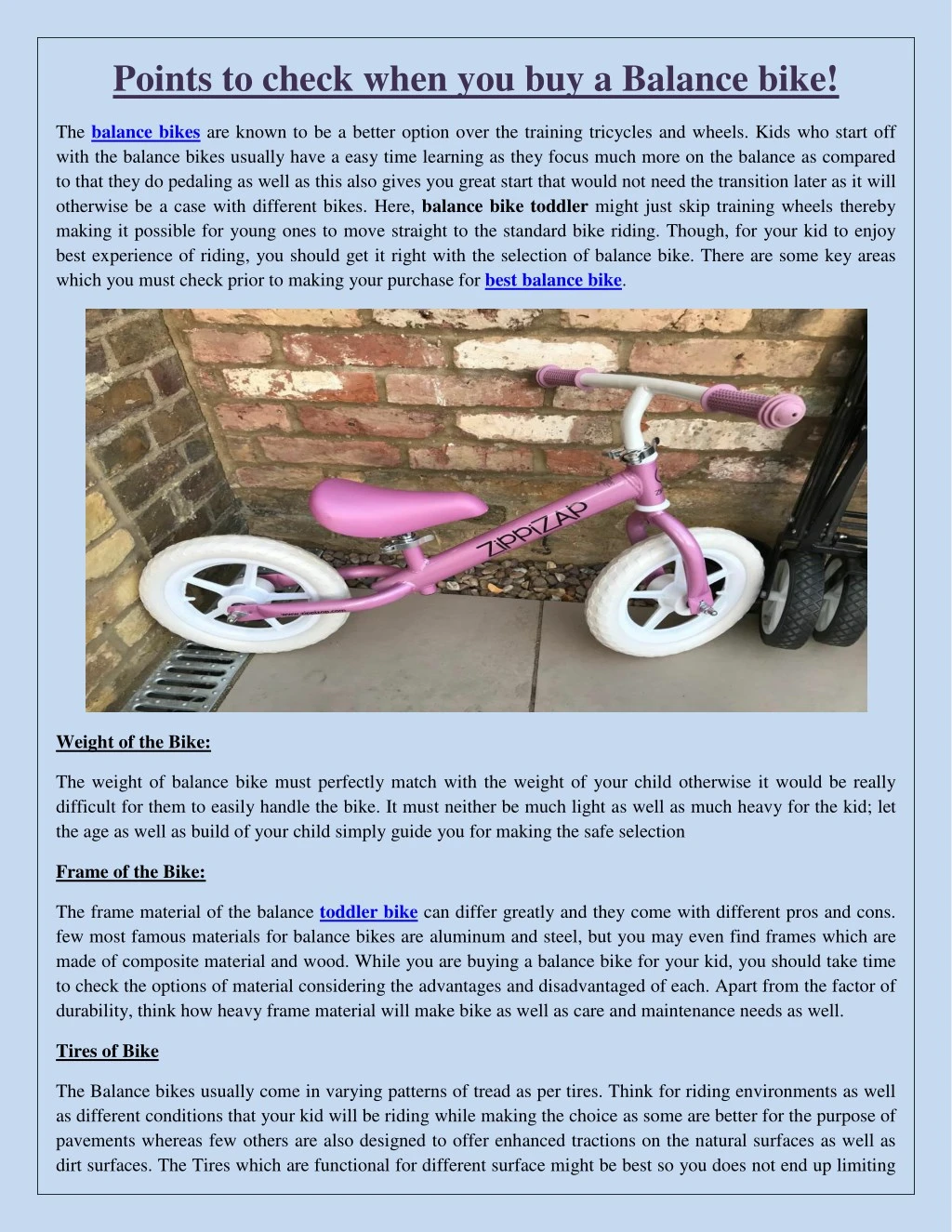 points to check when you buy a balance bike
