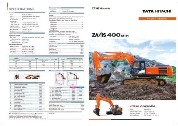 TATA Hitachi ZAXIS 400 MTH Construction Excavator