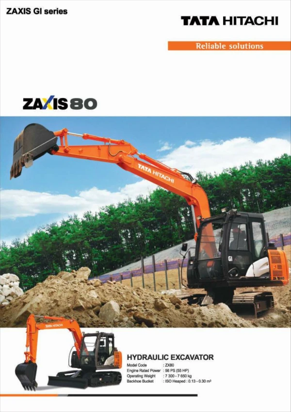 TATA Hitachi ZAXIS 80 Construction Excavator