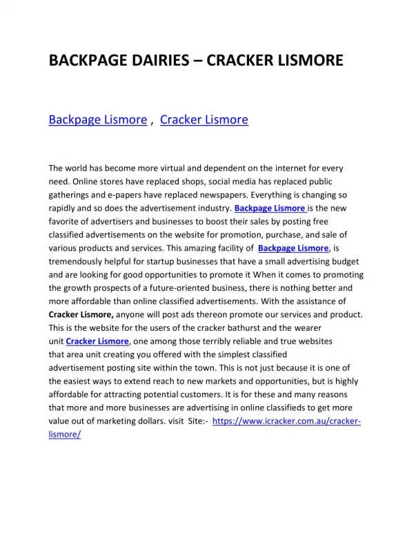 BACKPAGE DAIRIES - CRACKER LISMORE