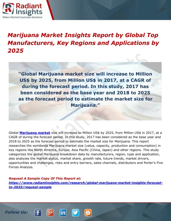 Marijuana Market Insights Report by Global Top Manufacturers, Key Regions and Applications by 2025