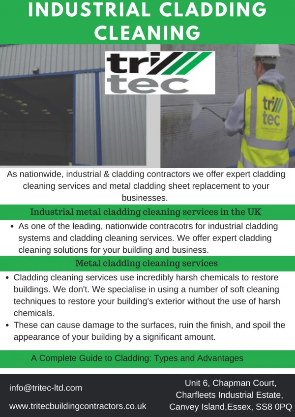 Industrial cladding cleaning