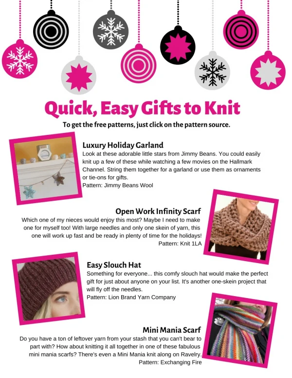 Quick, Easy Gifts to Knit - Free Patterns