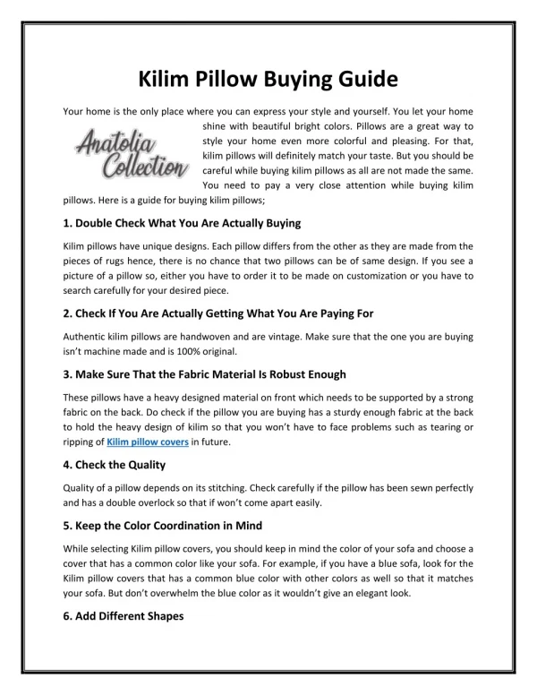 Kilim Pillow Buying Guide
