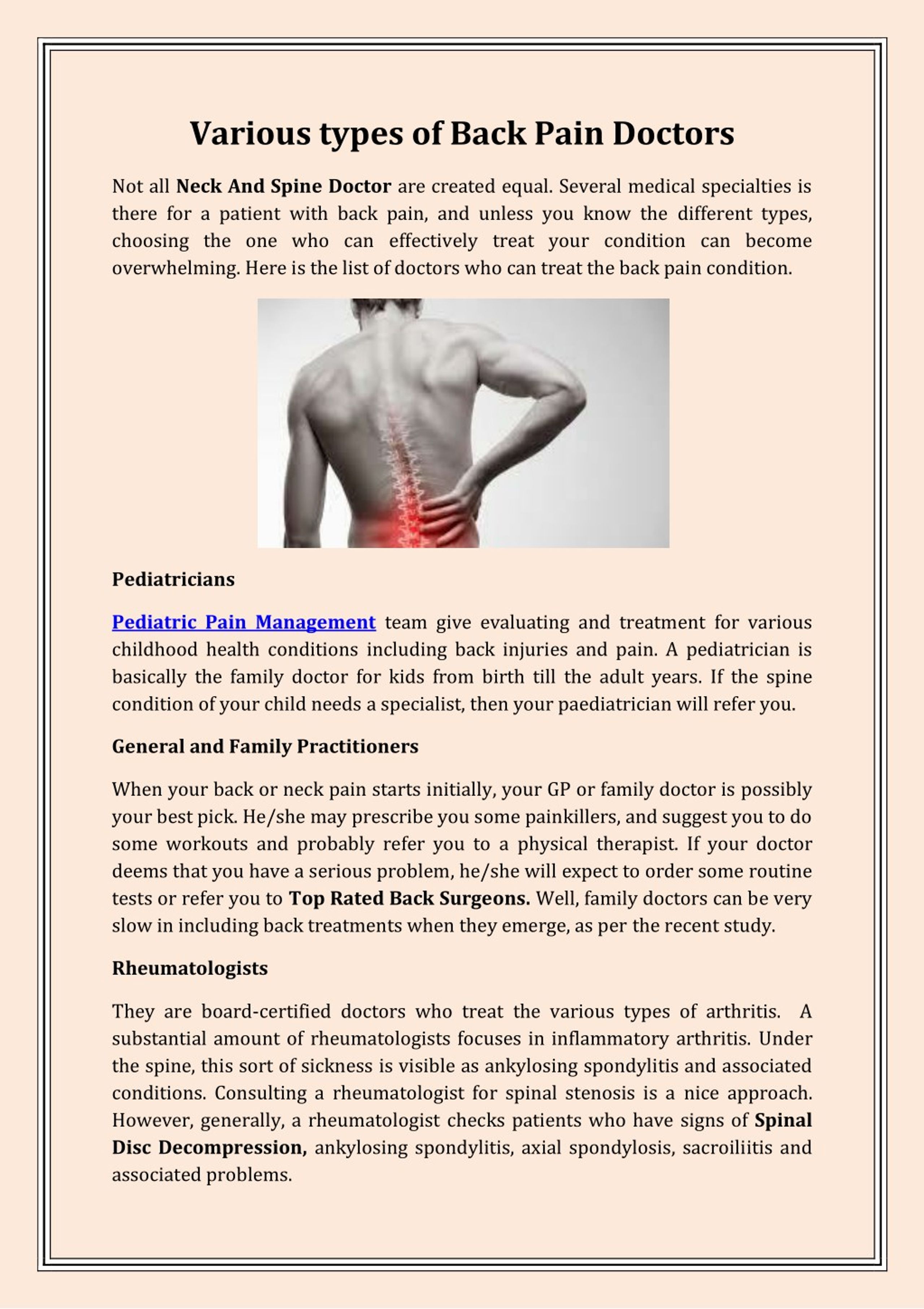 PPT - Various types of Back Pain Doctors PowerPoint Presentation, free ...
