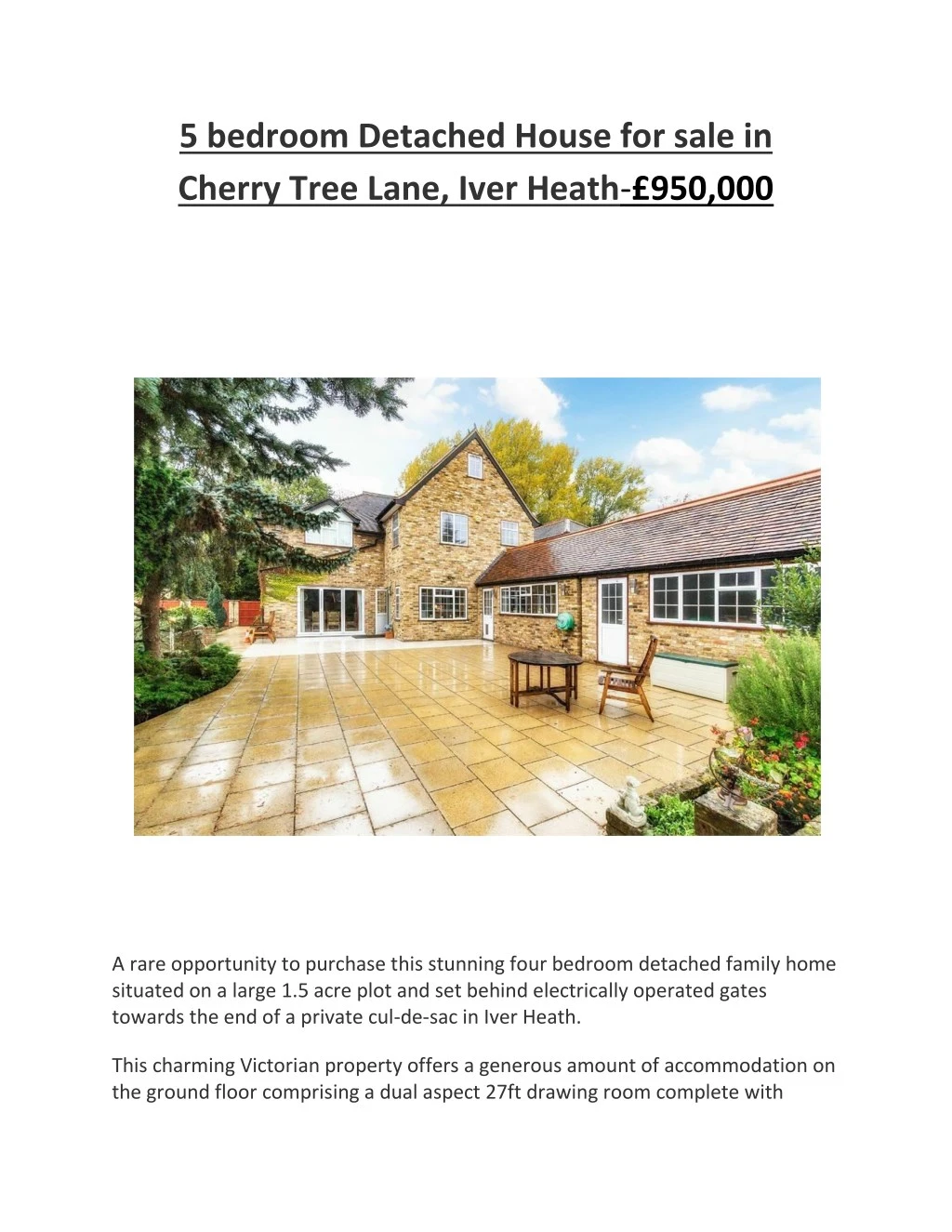 5 bedroom detached house for sale in cherry tree