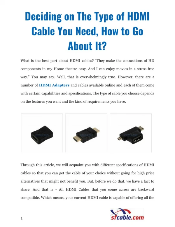 Deciding on The Type of HDMI Cable You Need, How to Go About It?