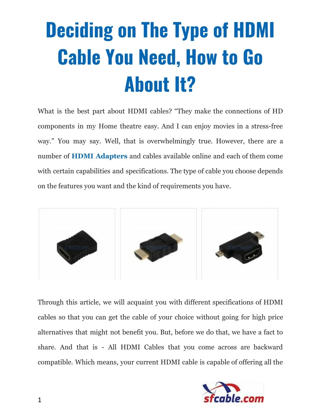deciding on the type of hdmi cable you need