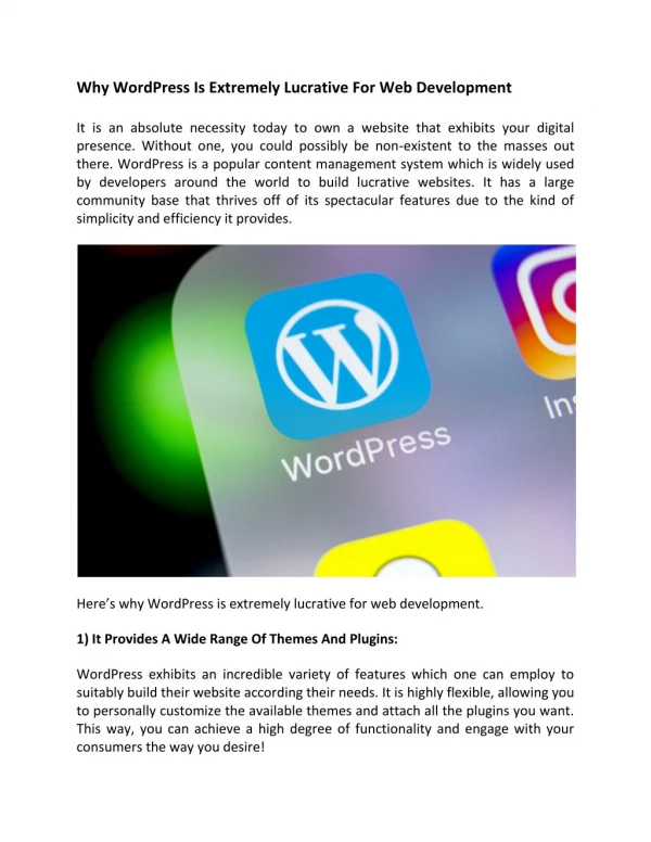 Why WordPress Is Extremely Lucrative For Web Development