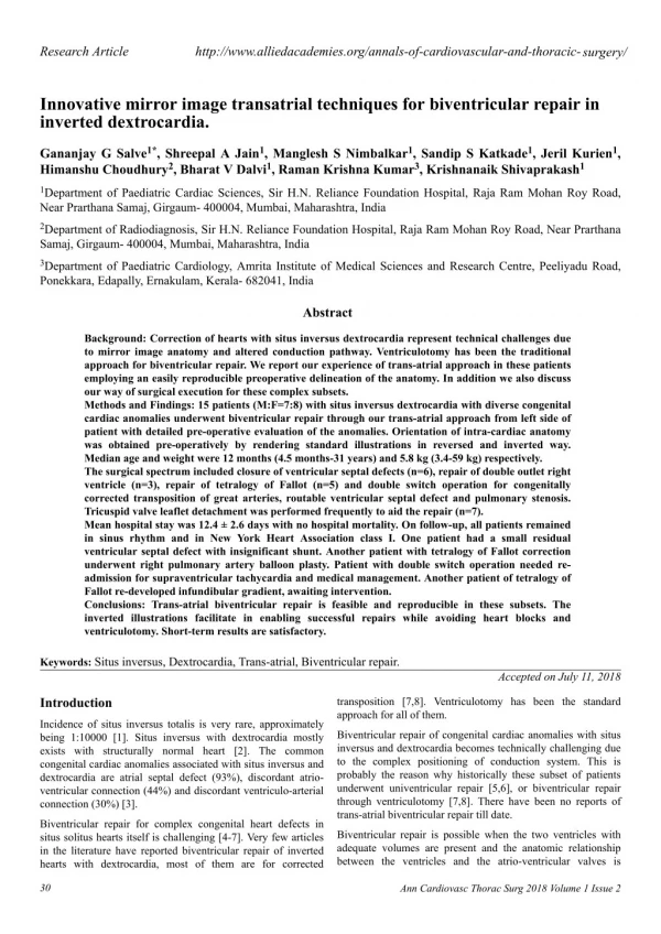 Innovative mirror image transatrial techniques for biventricular repair in inverted dextrocardia