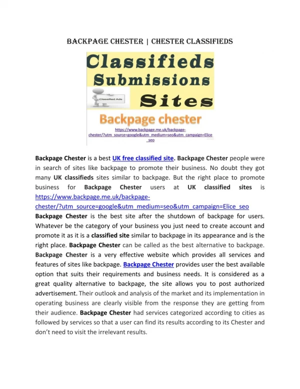 Backpage Chester | Chester Classified