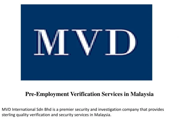 Pre-Employment Verification Services in Malaysia