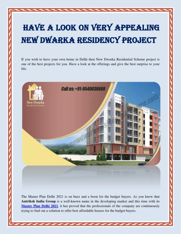 Have a look on very Appealing New Dwarka Residency Project!!!