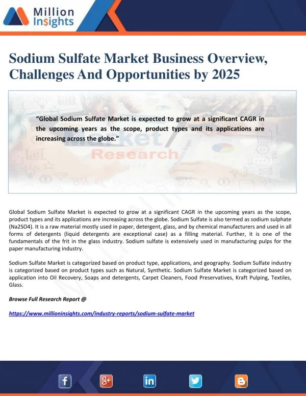 Sodium Sulfate Market Business Overview, Challenges And Opportunities by 2025