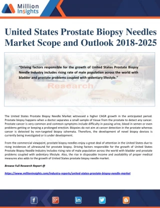 United States Prostate Biopsy Needles Market Scope and Outlook 2018-2025
