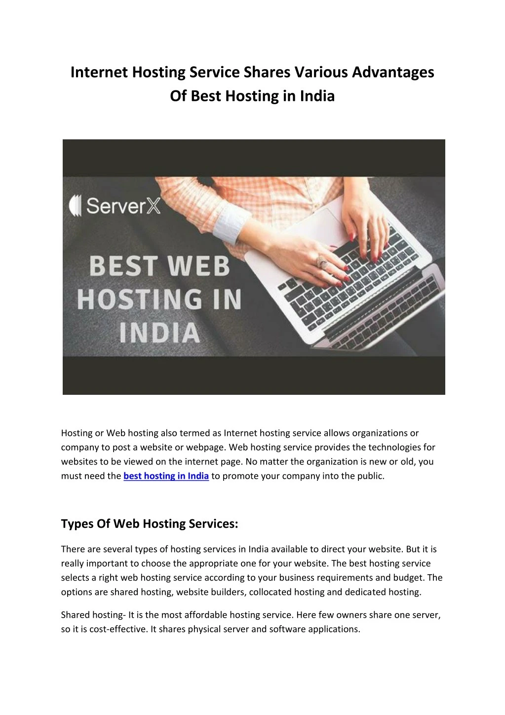 internet hosting service shares various