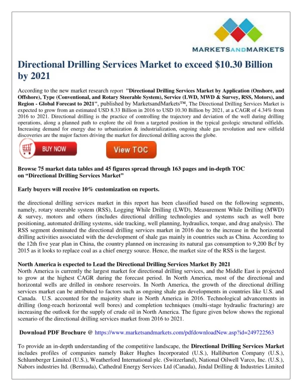 Directional Drilling Services Market to exceed $10.30 Billion by 2021