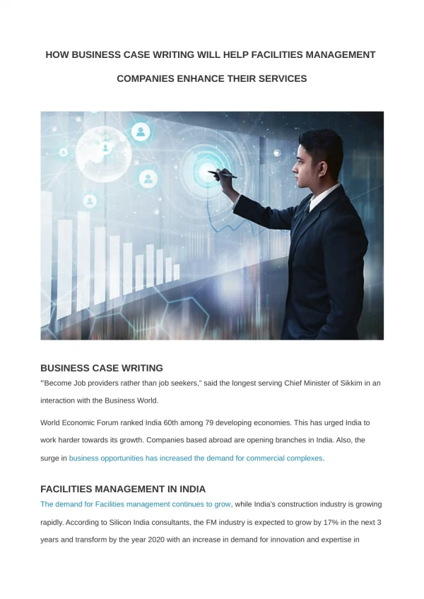 HOW BUSINESS CASE WRITING WILL HELP FACILITIES MANAGEMENT COMPANIES ENHANCE THEIR SERVICES