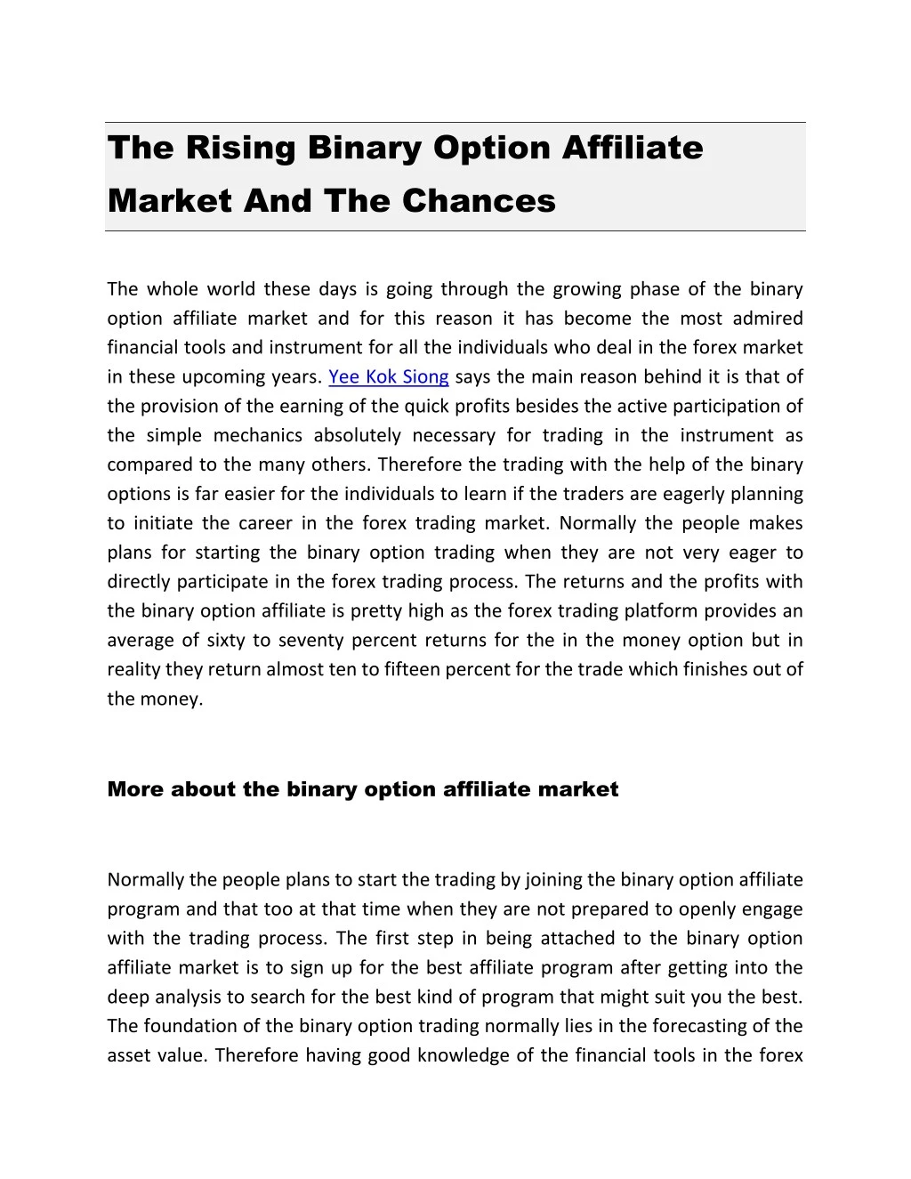 the rising binary option affiliate market