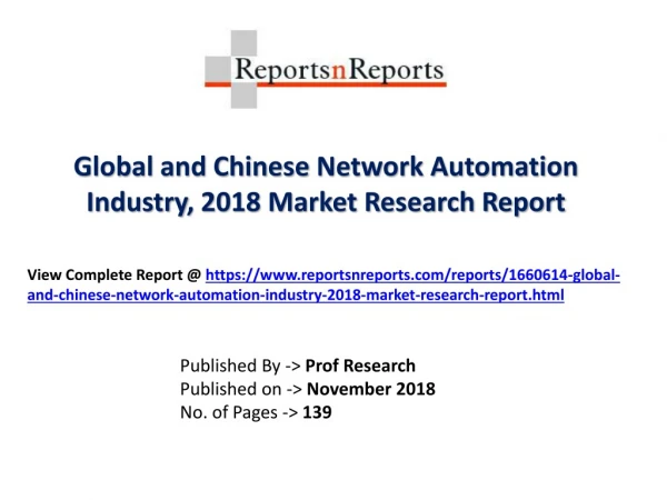 Global Network Automation Industry with a focus on the Chinese Market