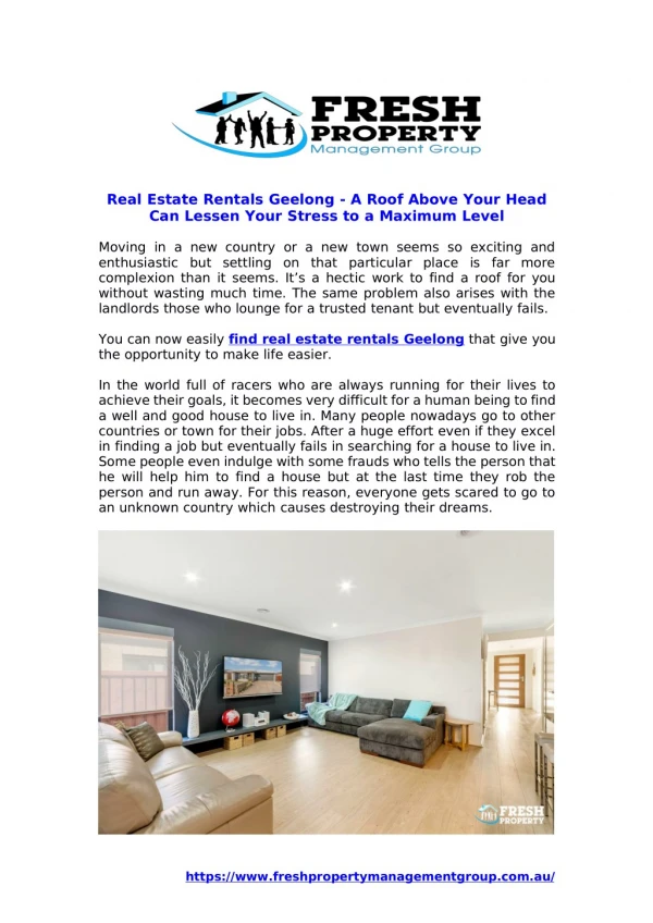 Real Estate Rentals Geelong - A Roof Above Your Head Can Lessen Your Stress to a Maximum Level