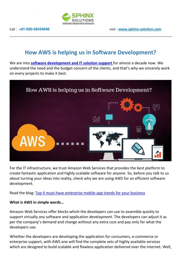 How AWS is helping us in Software Development