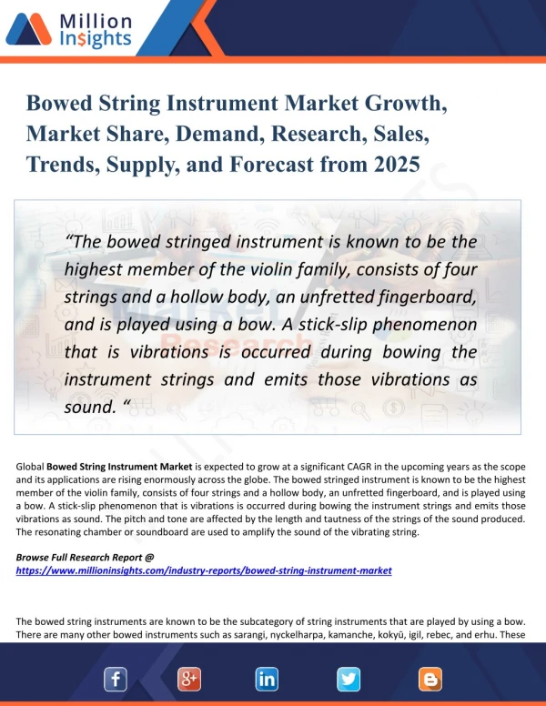 Bowed String Instrument Market Outlook 2025: Top Companies, Trends and Growth Factors Details for Business Development