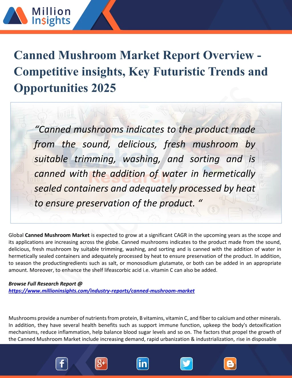 canned mushroom market report overview
