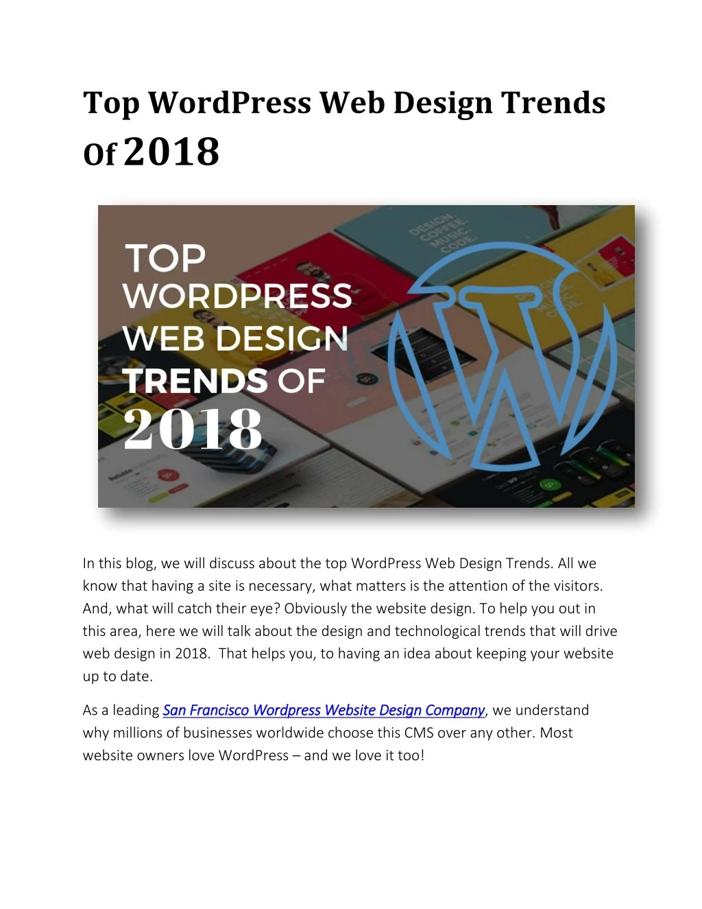 top wordpress web design trends of 2018