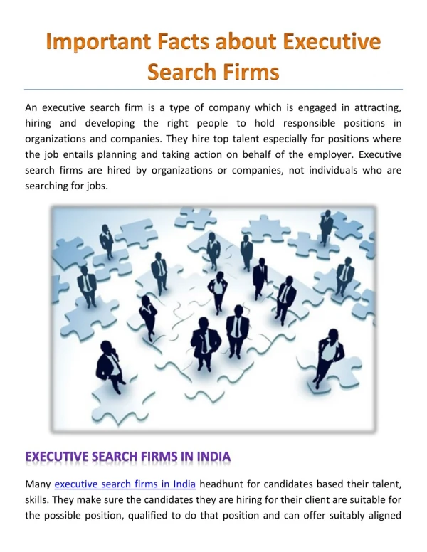 Important Facts about Executive Search Firms