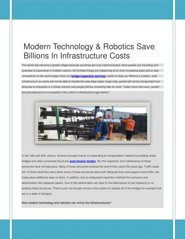 Robotics Save Billions In Bridge Infrastructure Costs