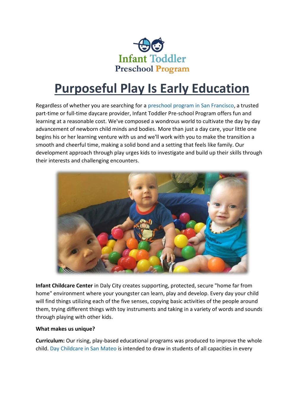 purposeful play is early education