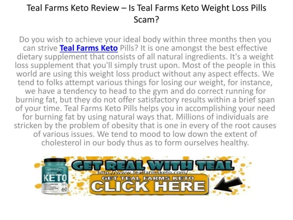 Teal Farms Keto - New Weight Loss Formula | Order Here!