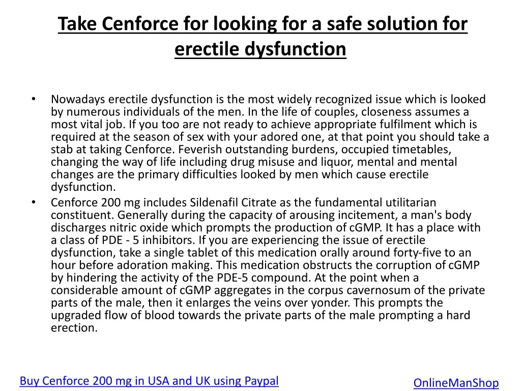 take cenforce for looking for a safe solution
