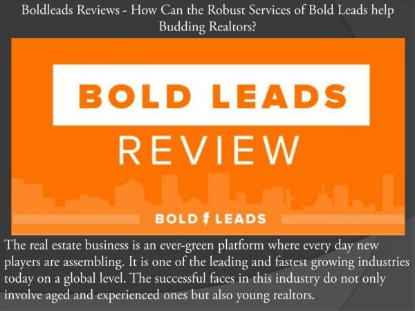 Boldleads Reviews - How Can the Robust Services of Bold Leads help Budding Realtors?