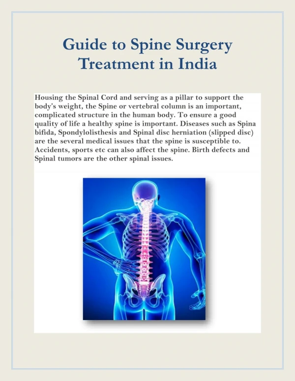 Guide to Spine Surgery Treatment in India