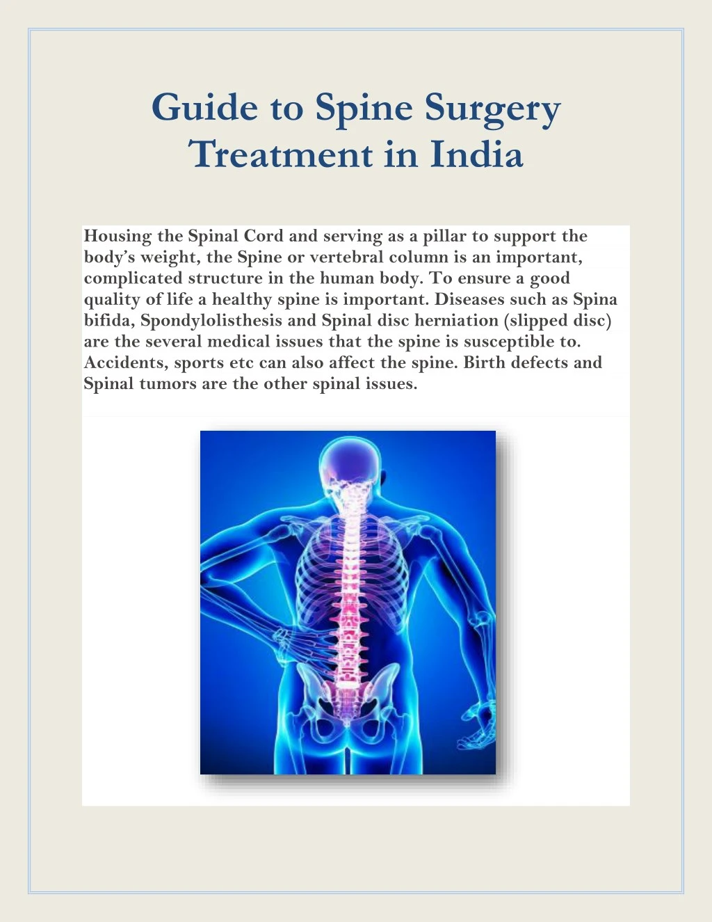 guide to spine surgery treatment in india housing