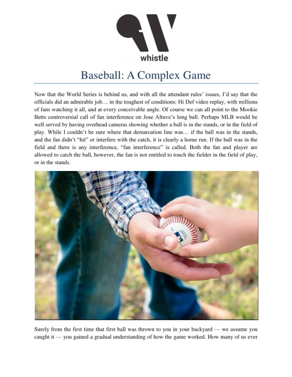 Baseball: A Complex Game