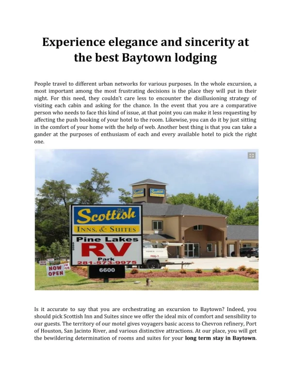 Experience elegance and sincerity at the best Baytown lodging