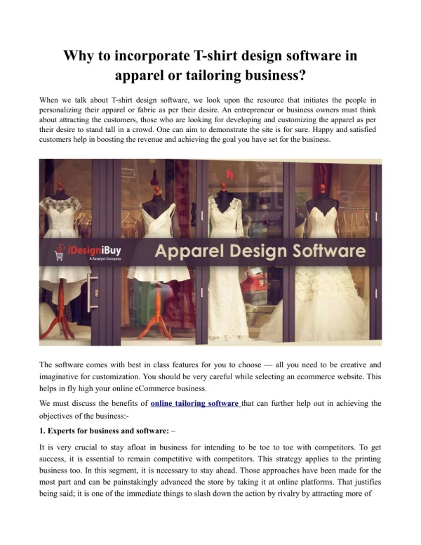Why to incorporate T-shirt design software in apparel or tailoring business?
