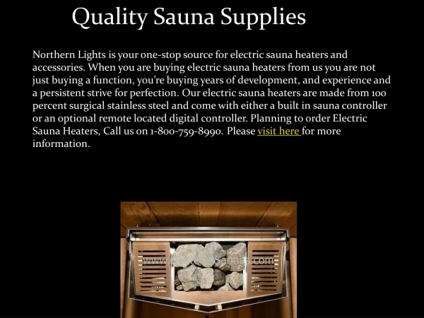Reliable Sauna Supplies