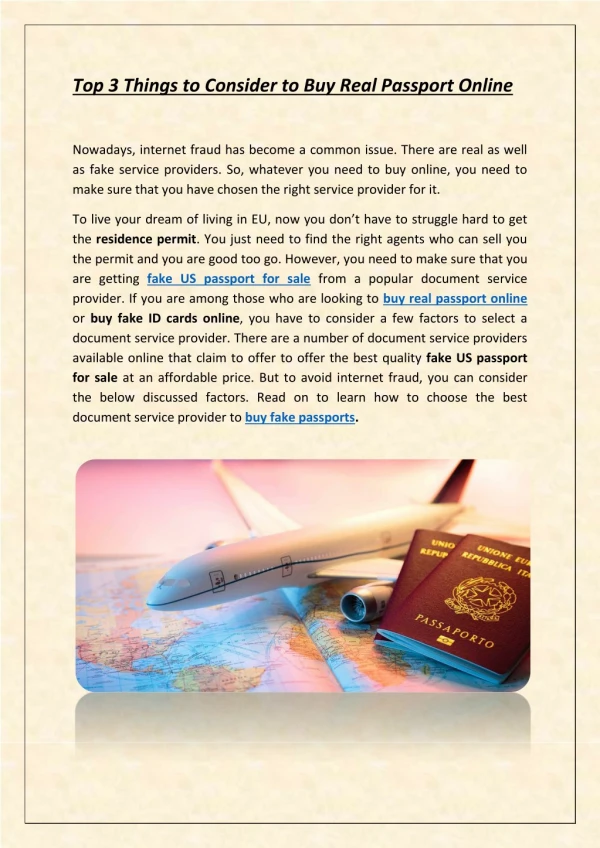 Top 3 Things to Consider to Buy Real Passport Online